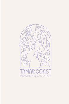 the logo for tampa coast midwifery and location, with a woman holding her hands behind her back