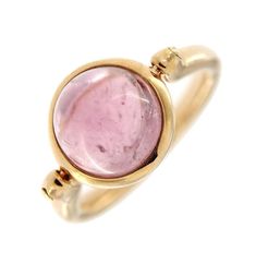 For Sale on 1stdibs - Jona design collection, hand crafted in Italy, 18 karat rose gold ring set with cabochon pink tourmaline weighing 7 carats. The bezel setting swivels in Yellow Gold Tourmaline Cabochon Ring, Elegant Pink Ruby Cabochon Ring, Elegant Pink Cabochon Ruby Ring, Formal Rose Gold Tourmaline Rings, Rose Gold Ring Set, Gold Ring Sets, Design Collection, Pink Tourmaline, Cocktail Rings