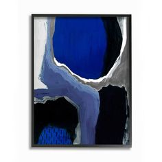 an abstract painting with blue and white colors