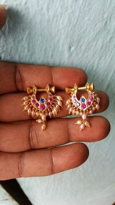 Makara Kundanalu Earrings, Makarakundanalu Designs, Gold Makarakundanalu, Makarakundanalu Earrings, Gold Studs Earrings Indian, Gold Earrings For Kids, Small Earrings Gold, Wedding Jewelry Sets Bridal Jewellery