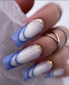 French Acrylic Nails Almond, Blue French Acrylic Nails, Nails French Tip Blue, Nail Nail Designs, Unghie Sfumate, Idea Nail, Carpet Ideas, French Acrylic Nails, Blush Nails