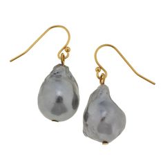 Grey Baroque Pearl Drop Earrings Susan Shaw, Pearl Earrings Handmade, Usa Jewelry, Baroque Pearl Earrings, Earrings Diy, Pearl Hoop Earrings, 24kt Gold, Pearl Grey, Wire Earrings