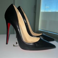 Christian Louboutin So Kate Pumps Black Size 37.5. Great Condition. Includes Dust Bag. Black Calf Leather Heels For Business, Black Sleek Calf Leather Court Shoes, Black High Heel Court Shoes With Red Sole, Black Calf Leather Pointed Toe Heels, Black Calf Leather Heels With Pointed Toe, Classic Black Calf Leather Heels, Black Calf Leather Heels With Contrasting Heel Counter, Chic Black Calf Leather Court Shoes, Black Court Shoes With Red Sole For Formal Occasions