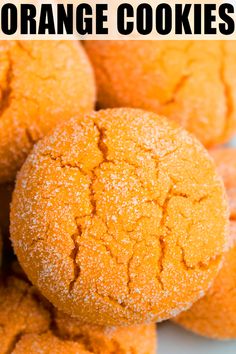 orange cookies are stacked on top of each other with the words, how to make orange cookies