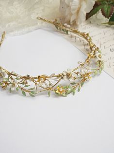 Bridal Tiara, Beaded Bridal Headpiece, Golden Bridal Crown, Tiara, Wedding Floral Headband, Gold Beaded Tiara 249 - Etsy Wedding Dinner Table Setting, Hunter Wedding