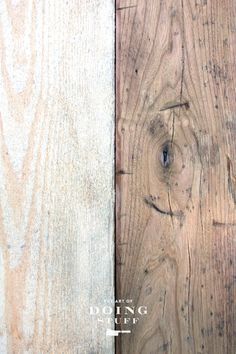 two different wood boards with white and brown staining on one side, the other half is