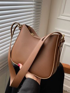 BagForLove - Versatile Adjustable Strap Hobo Bag - Embrace Minimalist Style Simple Everyday Bag, Stylish Bags For Women, Brown Sling Bag, Shein Bags, Simple Leather Bag, Women Bags Fashion Handbags, Simple Purse, Classy Purses, Brown Handbags