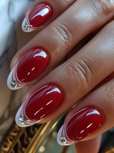 #RedGelNails #BoldNails #ClassicRedNails #GelManicure #RedNailArt #GlossyNails #ChicNails #ElegantManicure #StatementNails #RedNailStyles Red Tip Nails, Red Gel Nails, Fancy Nails Designs, Christmas Gel Nails, Pretty Nail Art Designs, Red Nail Designs, Pretty Nail Art, Nail Designs Glitter, Nails 2024