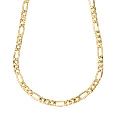 Figaro Link. 18 karat yellow gold chains.  Imported from Italy. Luxury Figaro Chain Link Necklace, Luxury Figaro Chain Necklace With Rectangular Links, Luxury 14k Gold Figaro Chain Necklace, Luxury Figaro Chain Necklace With Oval Links, Yellow Gold Figaro Chain Necklace, Formal Gold-plated Figaro Chain Necklace, Formal Round Figaro Chain Necklace, Formal Figaro Chain Necklace, Gold Figaro Chain Necklace In Fine Jewelry Style