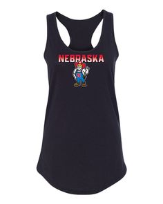 a women's tank top with the words nebraska on it