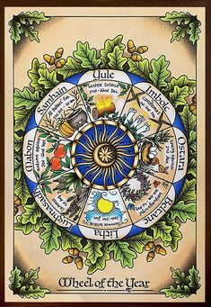 the wheel of the year surrounded by leaves