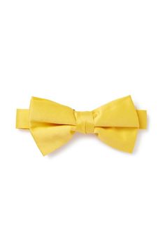 Don't you dare get caught mismatching your sweeties favorite fascinator! Pippa & Pearl now carry bow ties so you and your partner will look like the cutest duo at the party. These bow ties are made from a silky poly satin material and come in various colors. - 100% Poly Satin Men's Bow Tie- Clip On Pre-Tied Bow Tie- Size 4.75" x 2.5"- Fits Most Necks Yellow Bow Tie, Yellow Bow, Yellow Satin, Pre Tied Bow Tie, Mens Bow Ties, Satin Bow, Satin Material, Bow Ties, Tie Clip