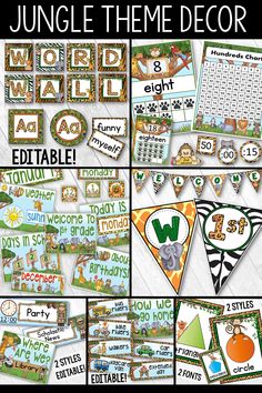 jungle theme decor and printables for the classroom