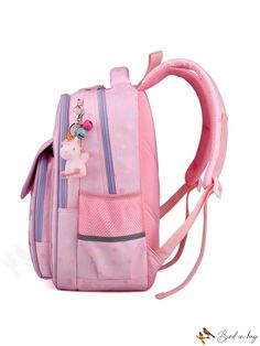 BirdinBag - Preppy Unicorn Print Backpack with Adjustable Straps - Medium Size Pink Unicorn Print Bag For Everyday Use, School Backpack With Unicorn Print, Student Backpack With Unicorn Print, Unicorn Print School Backpack, Cute Travel Bag With Unicorn Print, Cute Travel Bags With Unicorn Print, Multicolor Unicorn Print Bag For Students, Unicorn Print Standard Backpack For Travel, Pink Unicorn Print Backpack