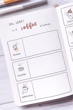 an open notebook with coffee notes on it