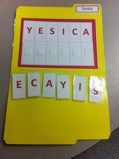 a yellow book with words that spell out yessica and ecayis on it