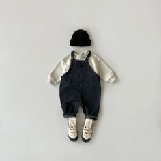 Baby Boy Outfits Stylish, Girl Toddler Clothes, Toddler Fits, Black Denim Overalls, Classic Baby Clothes, Cute Jumpsuit, Baby Fits, Baby Boy Romper, Denim Romper