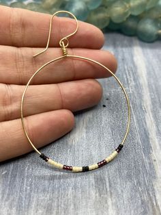 Boho Beaded Hoop Earrings, 14K Gold Filled, White, Black, Purple by SaltandArrow on Etsy Minimalist Hoop Earrings With Tiny Beads, Minimalist Hoop Jewelry With Tiny Beads, Minimalist Adjustable Earrings With Tiny Beads, Minimalist Small Hoop Beaded Jewelry, Minimalist Round Earrings With Tiny Beads, Plastic Earrings, Gold Filled Hoops, Handmade Beaded Jewelry, Earrings White