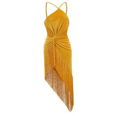 Andrea Velvet Tassel Bodycon Dress D139 - Women's Dress Shop. Bandage Dress, Bodycon Dress & Blazer Asymmetrical Fringe, Velvet Fringe, Tassel Dress, Spandex Dress, Sling Dress, Fringe Dress, Halterneck Dress, Midi Dress Bodycon, Hem Dress