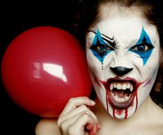 Evil Clown halloween Makeup Fancy Dress Makeup, Scary Clown Face, Creepy Clown Makeup, Clown Face Paint, Clown Face, Clown Halloween, Scary Clown, Halloween Photography