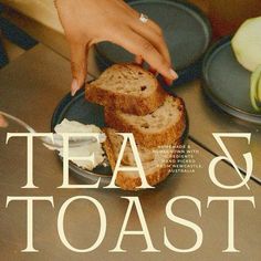 the cover of tea and toast, with two hands reaching for a piece of bread