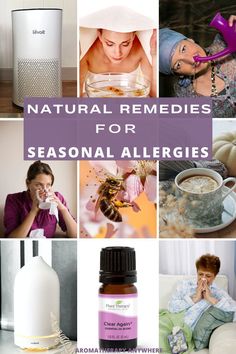 These natural remedies for seasonal allergies are a safe and gentle solution to the annoying sniffling, sneezing and coughing triggered by allergies. Find effective home remedies like nasal irrigation, acupuncture, and dietary changes. Learn how to manage allergy symptoms and make the most of the season! Fall Wellness, Seasonal Allergy Symptoms, Home Remedies For Allergies, Natural Decongestant, Spring Allergies, Plant Therapy Essential Oils, Allergy Season, Diluting Essential Oils, Allergy Remedies