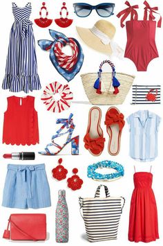 Red And White Outfits, Ribbon Flag, White Scrunchie, Blonde Moments, Bow Slides, Maxi Dress Red, Cruise Outfits, Scallop Hem, Lipstick Red