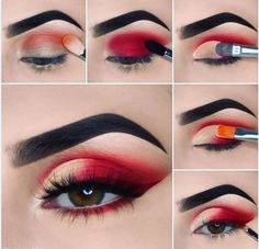 Smokey Eye Makeup Steps, Teknik Makeup, Mehandi Art, Makeup Morphe, Red Eye Makeup, Makeup Pictorial, Natural Make Up Looks