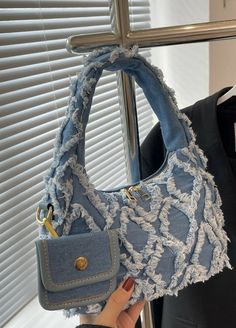 Tas Denim, Ropa Upcycling, Lace Bag, Bag Y2k, Summer Handbags, Folding Bag, Denim Tote