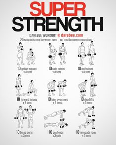 a poster showing how to do the super strength exercises