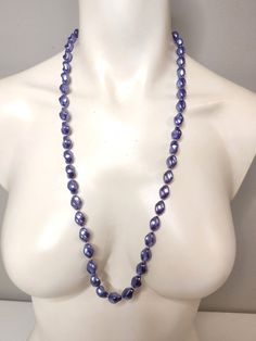 VINTAGE PURPLE BEADED NECKLACE BEADS Purple Beaded Chain Jewelry For Party, Purple Jewelry With Colorful Beads For Party, Party Necklace With Polished Oval Beads, Party Necklaces With Polished Oval Beads, Purple Large Beaded Necklace, Purple Party Jewelry With Colorful Beads, Purple Faceted Round Beads, Purple Round Faceted Beads, Costume Jewelry Long Beaded Necklace With Faceted Beads