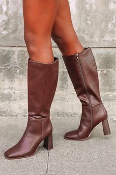 Under The Knee Boots, Brown High Heel Boots, Women's Fall Fashion, Womens Suede Boots, Brown Boots Women, Trendy Boots, Black Combat Boots, Square Toe Boots, Stylish Boots