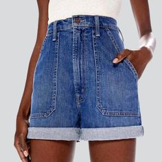 Express your unique mode with our Superimposed Pocket Wide-leg Denim Shorts. featuring a 90s style from our 2023 Summer Collection. With a medium wash. loose fit. and high-waist construction. these shorts offer a timeless look with modern flair. The zipper and button closure provide a secure fit. while the patched pocket detailing adds an extra element of style.Distinctive Features: 90s Style: Retro and modern design come together for a timeless look. Medium Wash: Classic wash for a timeless loo High Waist Denim Shorts With Patch Pockets, High-waisted Denim Shorts With Patch Pockets, Summer Jean Shorts With Patch Pockets, High Waist Shorts With Patch Pockets For Summer, Denim Bottoms With Patch Pockets, Short Denim Bottoms With Patch Pockets, Trendy Shorts With Patch Pockets, High Rise Shorts With Patch Pockets For Spring, Trendy Bottoms With Patch Pockets In Short Length