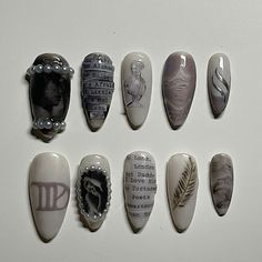 not mine Ttpd Inspired Nails, Taylor Swift Eras Nails With Ttpd, Taylor Swift Aesthetic Nails, Taylor Swift Inspired Nails Ttpd, Ttpd Nail Ideas, Ttpd Nail, Folklore Inspired Nails, Eras Tour Nails Ttpd, Taylor Swift Nail Ideas Eras Tour