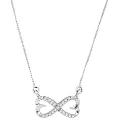 Diamond Pendant Necklace | Sterling Silver Womens Round Diamond Infinity Double Heart Pendant Necklace 1/5 Cttw | Splendid Jewellery #jewelrylover #weddinggown #weddingblog #jewelrydesign #weddingreception #jewelrystore #weddingflowers #weddingphotography #jewelrylove #JewelryAddiction #weddingphotographer #wedding #jewelryforsale #weddingparty #jewelryart #jewelrygram #weddinghair #ringoftheday #jewelryofig #weddingday #jewelryblog #weddingmakeup #jewelrysale #JEWELRY #weddingideas #jewelryset Double Heart Jewelry With Pave Setting For Anniversary, Silver Sterling Diamond Necklace For Anniversary, Elegant Sterling Silver Diamond Necklace For Anniversary, Sterling Silver Double Heart Diamond Necklace, Sterling Silver Infinity Jewelry With Diamond Accents, Infinity Necklace With Diamond Accents For Anniversary, Elegant Sterling Silver Diamond Necklace For Valentine's Day, Silver Necklaces With Pave Setting For Valentine's Day, Valentine's Day Silver Necklace With Pave Setting