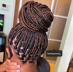 Box Braids In A Bun Black Women, Not Less Box Braids, Knotless Braids For Black Women, Braid Color Ideas, Braids Color, Colored Box Braids, Colored Braids, African Hair Braiding Styles