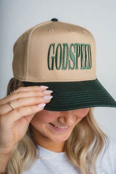 Godspeed vintage hat khaki/green - Trendy Hats at Lush Fashion Lounge Boutique in Oklahoma City Fall Green Cotton Hat, Vintage Green Dad Hat With Curved Bill, Trendy Khaki Hat For Spring, Fitted Green Cotton Hat, Retro Snapback Hat With Curved Bill For Spring, Vintage Khaki Baseball Cap, Retro Curved Bill Hats For Spring, Trendy Green Fitted Hat, Vintage Snapback Cap For Spring