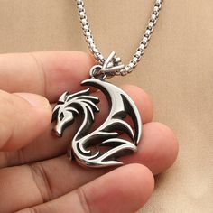 Mens Punk Gothic Dragon Pendant Necklace Punk Rock Biker Jewelry Box Chain 24" | eBay Durable Metal Necklaces For Gifts, Durable Metal Necklaces As A Gift, Durable Metal Necklace As Gift, Durable Metal Necklace Gift, Punk Style Engraved Jewelry Gift, Punk Style Engraved Necklace For Gift, Boy Jewelry, Emo Jewelry, Mens Necklace Pendant