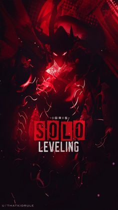 the cover art for sololo leveling, featuring red and black shapes on a dark background