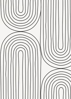 a black and white line art design with lines in the shape of circles on a white background