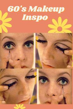 Diy 60s Outfit, Makeup Looks Cut Crease, 70s Makeup Hippie, 70s Makeup Hippie 1970s, 60s Hair And Makeup, Sixties Makeup, Hippie Makeup, Cut Crease Makeup Tutorial