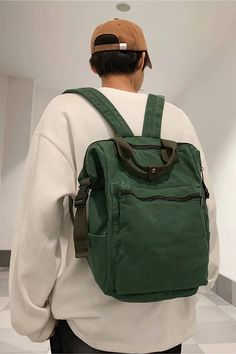 Casual Backpack Large Capacity Washed Canvas Student Backpack – IFAUN Casual Canvas Bag For School With Adjustable Strap, Cotton Backpack For Everyday Use, Cotton Backpack With Zipper Closure For Everyday Use, Casual Canvas Bag With Zipper Closure, Casual Canvas School Bag, Casual Large Capacity Backpack, Casual Softback Canvas Bag With Zipper Closure, Green Cotton Backpack For Back To School, Green Cotton Canvas Bag For School