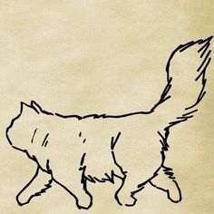 a black and white drawing of a cat on a piece of paper with writing underneath it