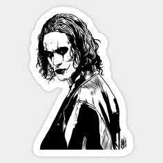 the joker sticker is shown in black and white, with an image of it's face