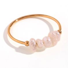 Organic Pearl Gold Ring. Gold Stackable Open Pearl Ring, Stackable Round Pearl Ring, Stackable Pearl Ring For Wedding, Stackable Pearl Ring Gift, Stackable Pearl Ring Jewelry, Dainty Pearl Ring With Beaded Detail, Dainty Pearl Beaded Ring, Adjustable Gold Pearl Drop Ring, Gold Adjustable Pearl Drop Ring