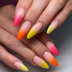 Juicy Summer Ombre Nails That Will Squeeze Compliments Out Of Everyone Summer Ombre Nails, Tropical Vacation Nails, Summer Nails Beach, Nails Ombre, Polygel Nails, Ombre Nail Designs, Cute Summer Nails, Vacation Nails, Random Image