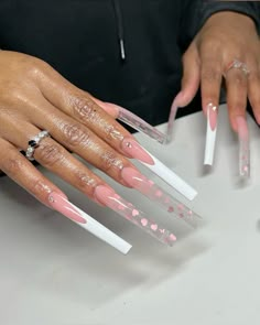 Long Glam Nails, Xxxl Nails, Extra Long Nails, Multicolored Nails, Nyc Nails, Long Square Nails, Nail Board, Acrylic Nail Shapes, Pink Ombre Nails