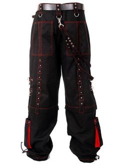 Men gothic bondage trouser punk cyber red thread shorts metal studs trouser pant Gothic Trousers, Steampunk Pants, Goth Pants, Punk Style Outfits, Gothic Pants, Gothic Shirts, Alt Outfits, Red Thread, Punk Outfits