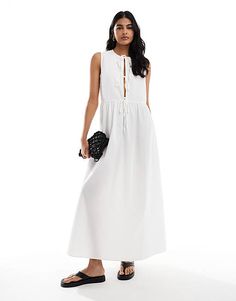 ASOS DESIGN poplin tie front maxi dress in white | ASOS Unlined Maxi Dress For Daywear, White Maxi Dress With Tie Waist, Chic Unlined Maxi Dress For Spring, White Tie Waist Maxi Dress For Summer, Sleeveless Unlined Maxi Dress For Spring, Sleeveless Spring Maxi Dress, Spring Sleeveless Maxi Dress With Tie Waist, Sleeveless Maxi Dress With Tie Waist For Daywear, Chic Unlined Maxi Dress For Day Out