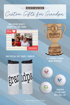 an advertisement for the grand prize is shown with golf balls, trophy and other items